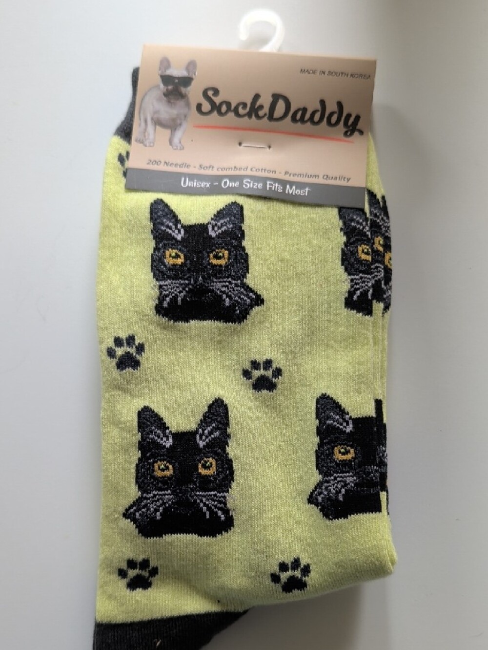 Cat Socks - Assorted Cream, Gray, Green - Picture 2 of 9
